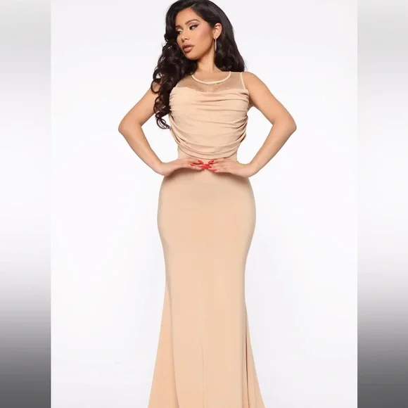 Fashion Nova | Dresses | Always Asking For More Maxi Dress Beige Fashionnova  Prom | Poshmark